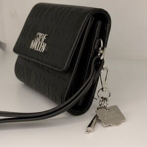 Steve Madden Black Embossed Wristlet